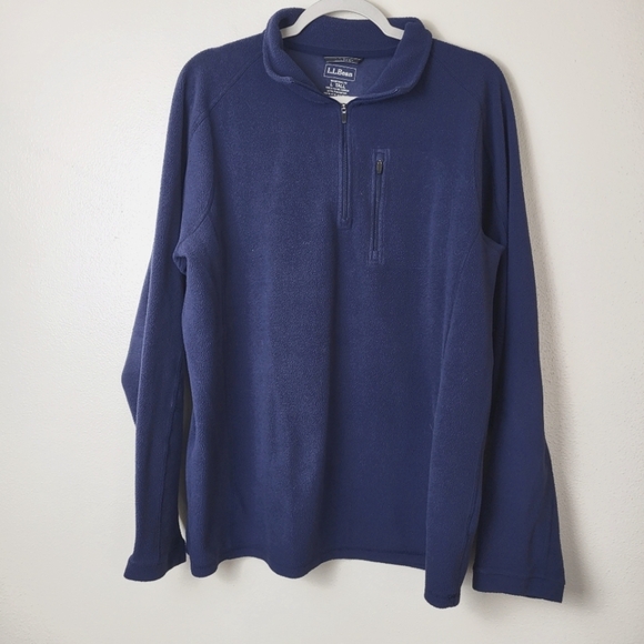 LLBean Trail Fleece Quarter‎ Zip Pull Over Navy Blue Men's Size Large Tall - Picture 1 of 7